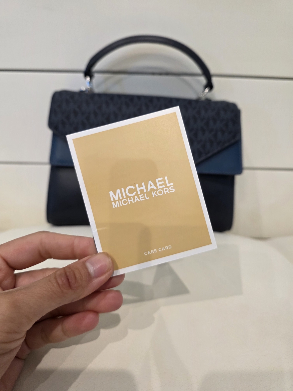 Michael Kors Navy MK-Logo Top Handle Satchel - Picture 6 of 7